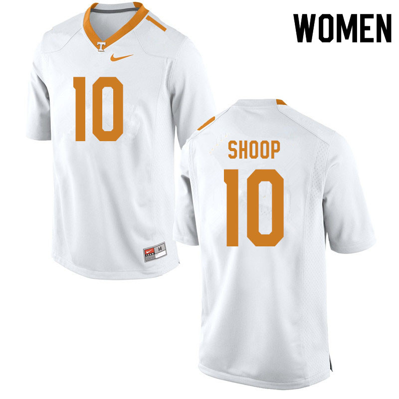 Women #10 Jay Shoop Tennessee Volunteers College Football Jerseys Sale-White